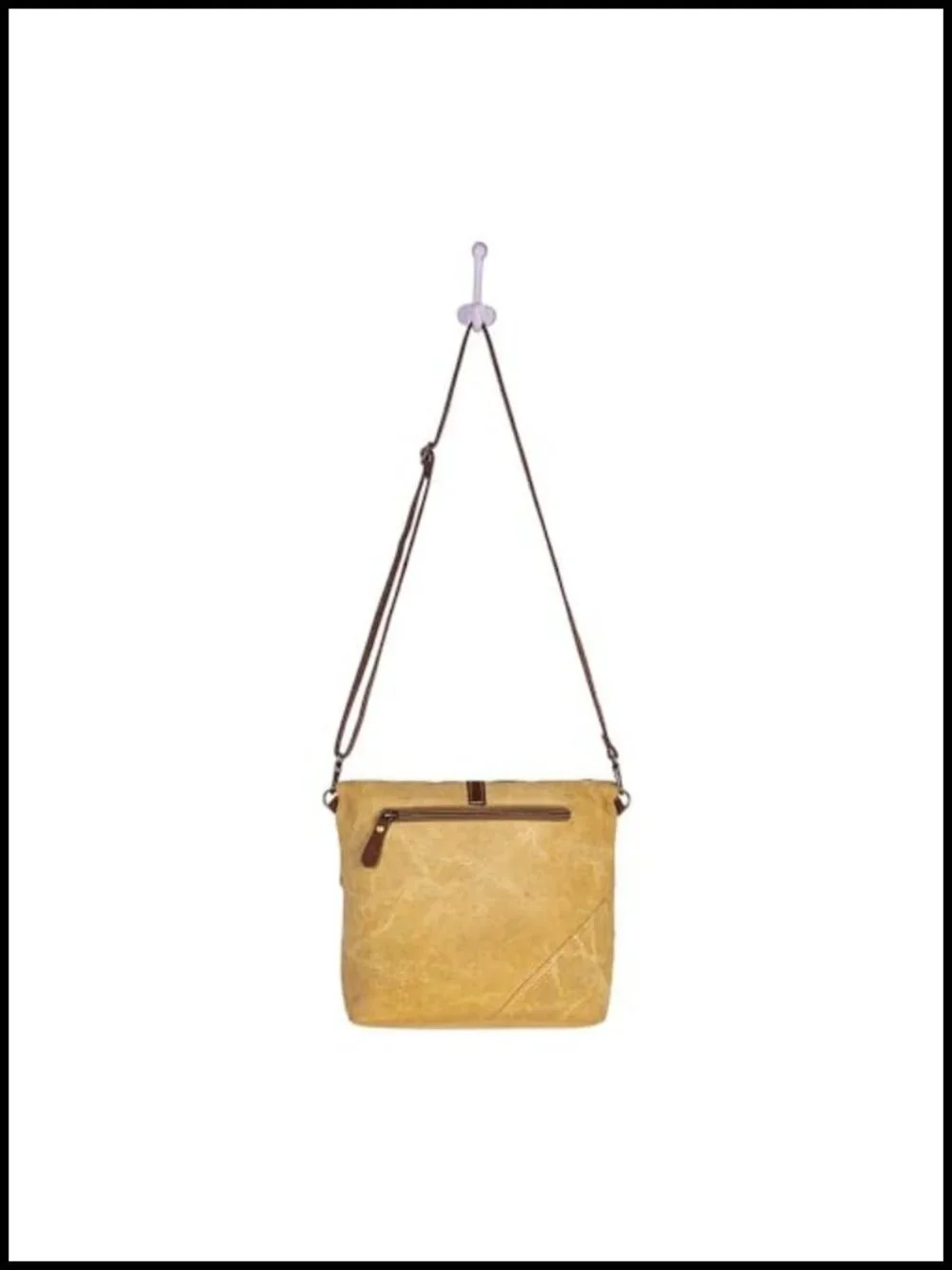 Upcycled Canvas & Leather Crossbody Bag with Floral Pattern